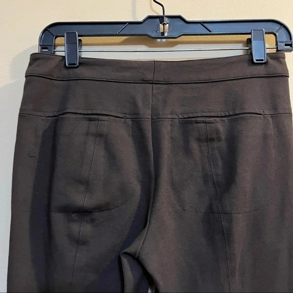Vince Ponte Knit Tab Front Mid Rise Skinny Pants Viscose Blend Dark Brown Sz 4 - Picture 5 of 13